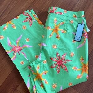ITW by Claude Brown Colorful Green & Pink Women’s Capris - Size 16